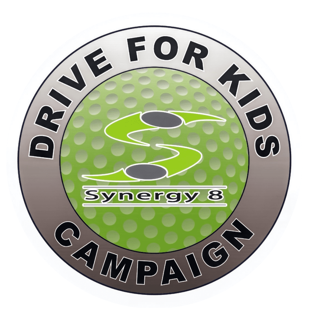 drive for kids synergy logo, cartoon golf course in image